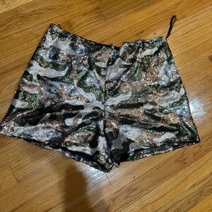 Sequin Camouflage Women Shorts